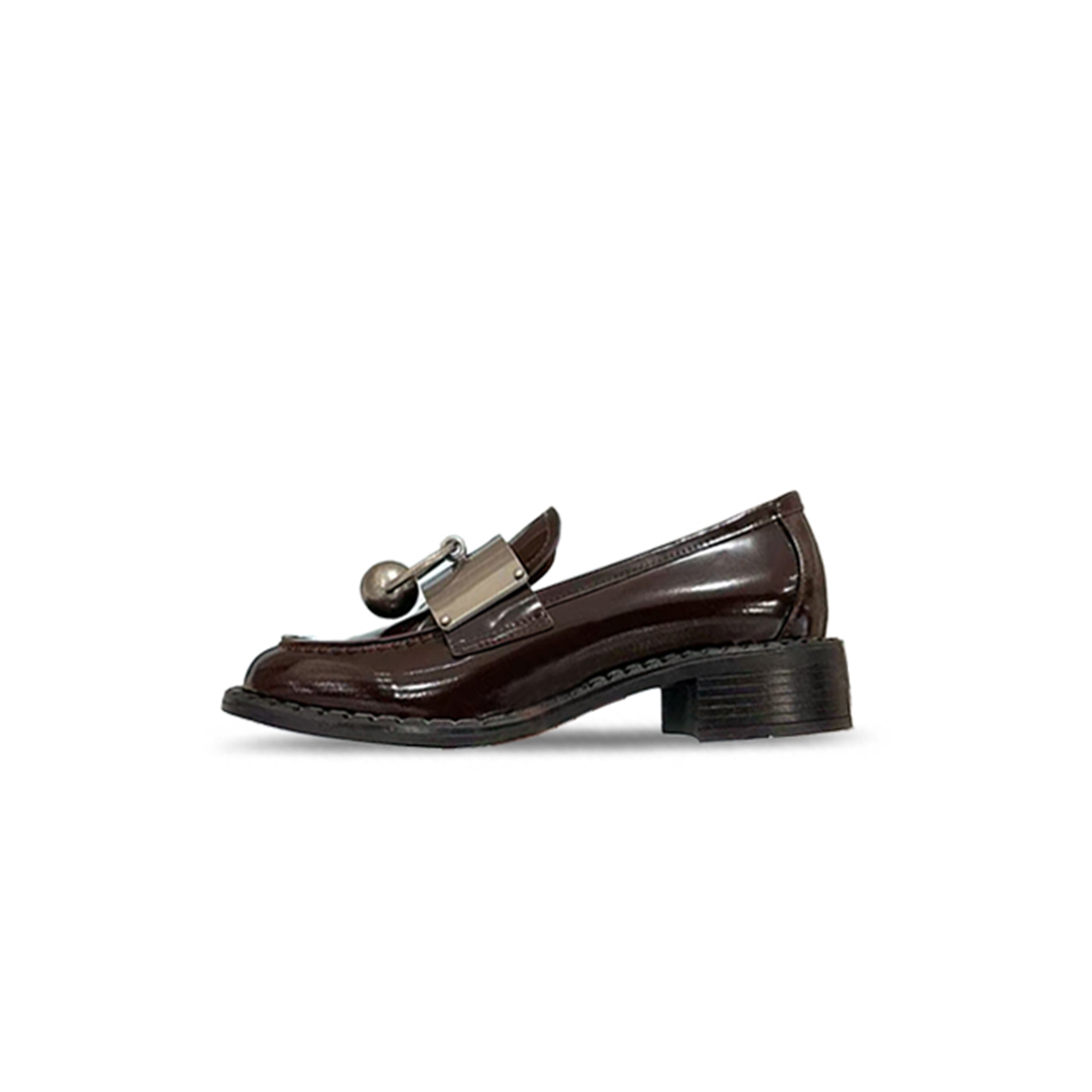 PRADA BRUSHED LEATHER LOAFERS WITH METAL DETAILS 1D981N 